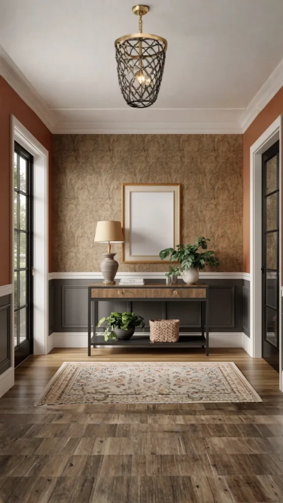 cozy entryway decor ideas warm wall colour statement wallpaper personality immediate warmth