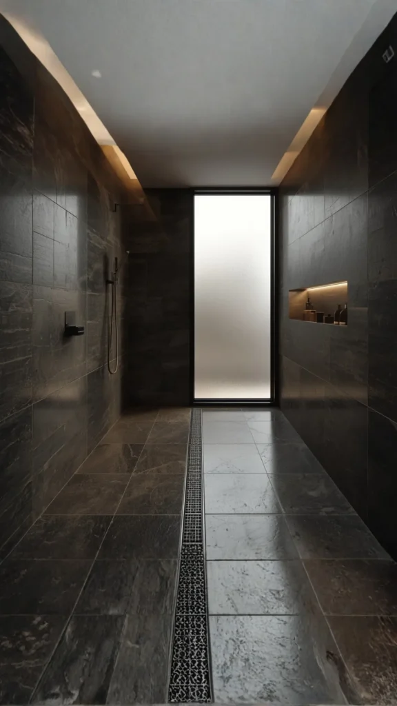 walk-in shower ideas wet room no tray linear drain seamless floor 2026
