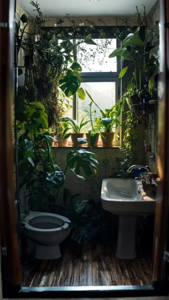 small bathroom ideas 2026 plants thriving humid environment lush green spa feeling