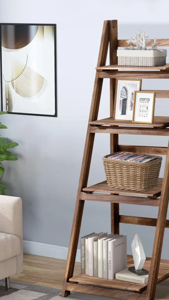 cozy cabin bedroom ideas ladder shelf blankets books corner