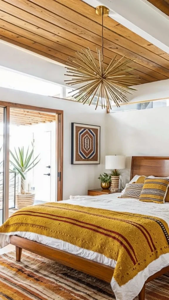 funky retro bedroom ideas retro bed frame modern linen bedding contrast