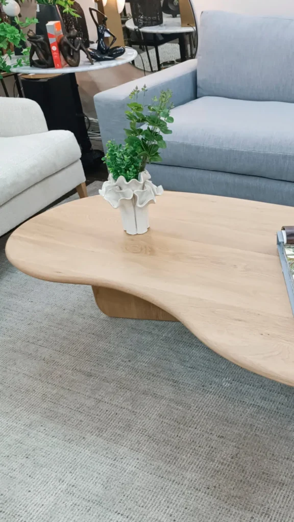 organic coffee table low floor cushion ring surrounded