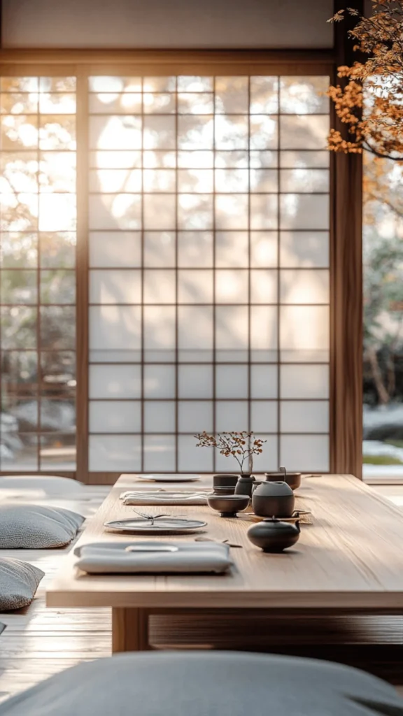 japandi dining room ideas tea ritual corner ceramic teapot