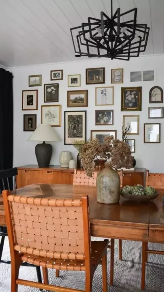 gallery wall dining room transformation plain wall versus curated gallery wall comparison