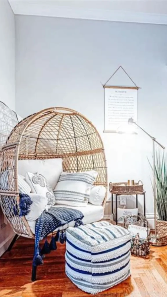 funky retro bedroom ideas papasan egg chair reading corner woven