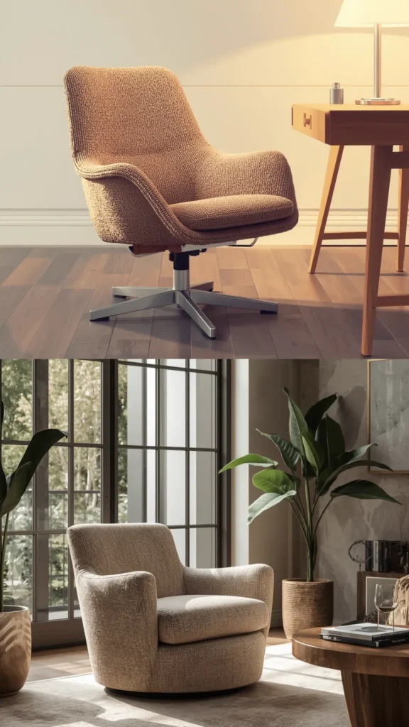 boucle armchair swivel chair living room home office function style organic modern