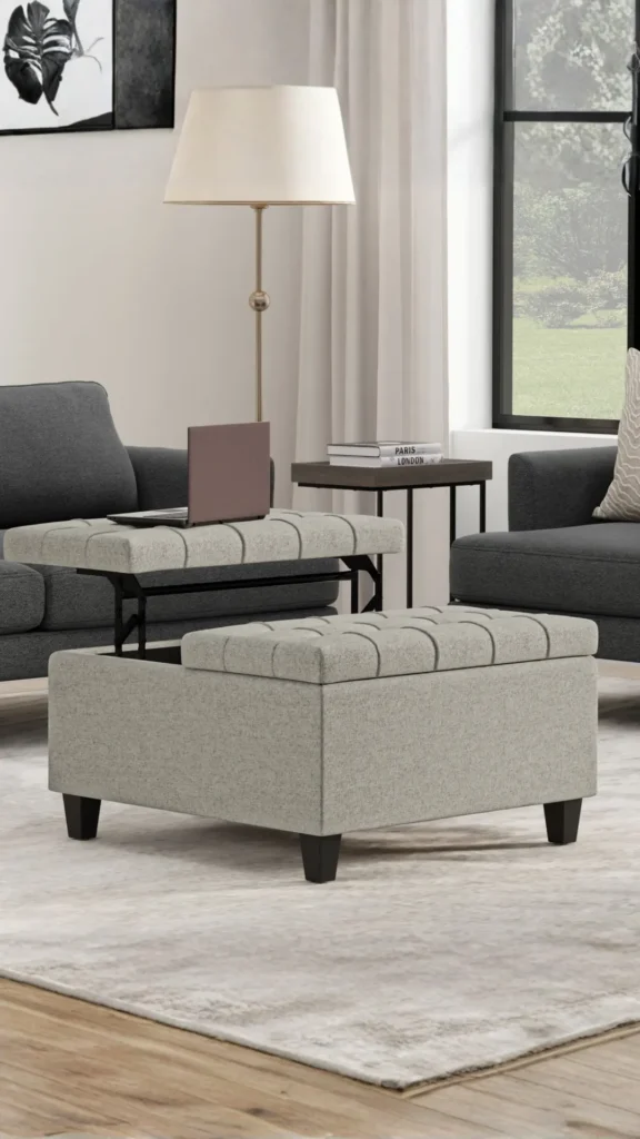 boucle ottoman hidden storage lift top living room practical beautiful 2026