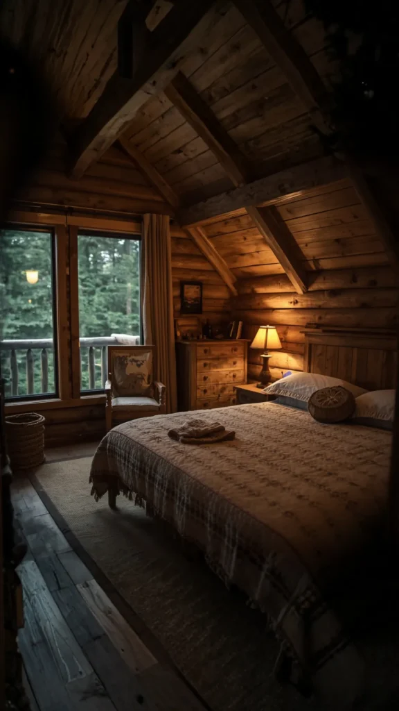 cozy cabin bedroom ideas vintage antique wooden furniture character warmth rustic