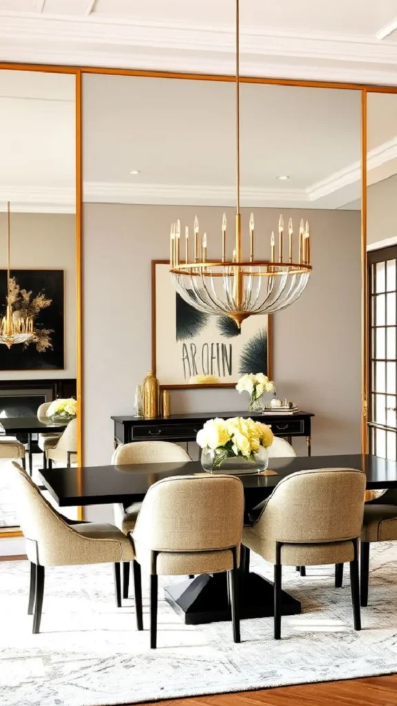 gallery wall dining room vintage mirror surrounded smaller art