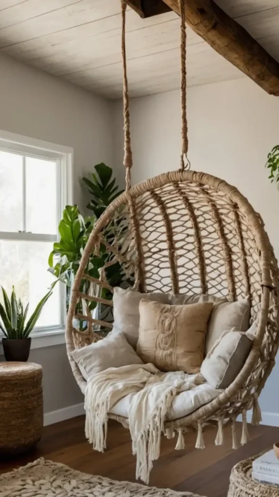 boho bedroom ideas hammock chair suspended corner reading nook