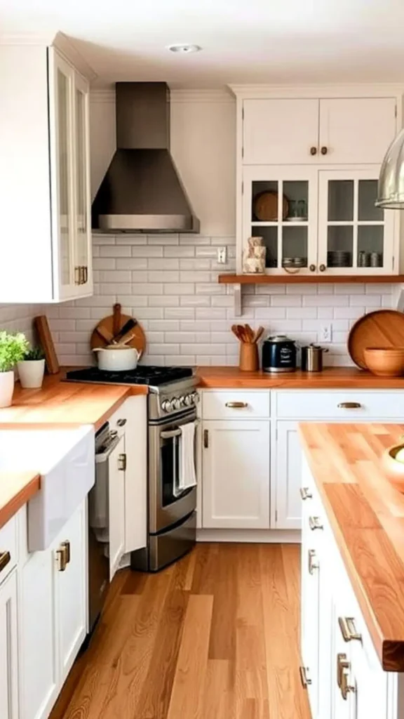 light oak kitchen cabinets butcher block island top warm wood countertop