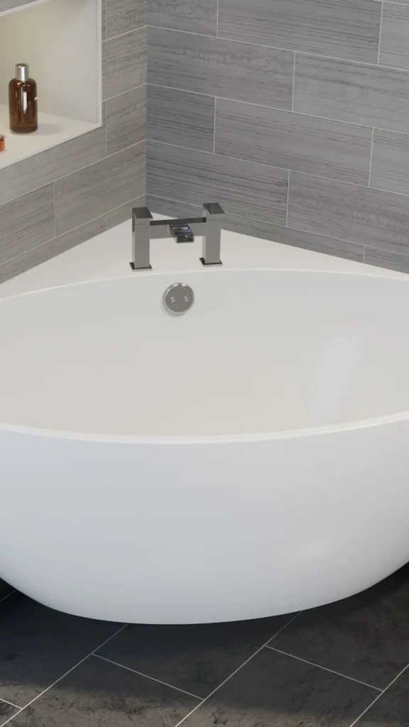 small bathroom ideas 2026 freestanding slipper tub tight footprint corner