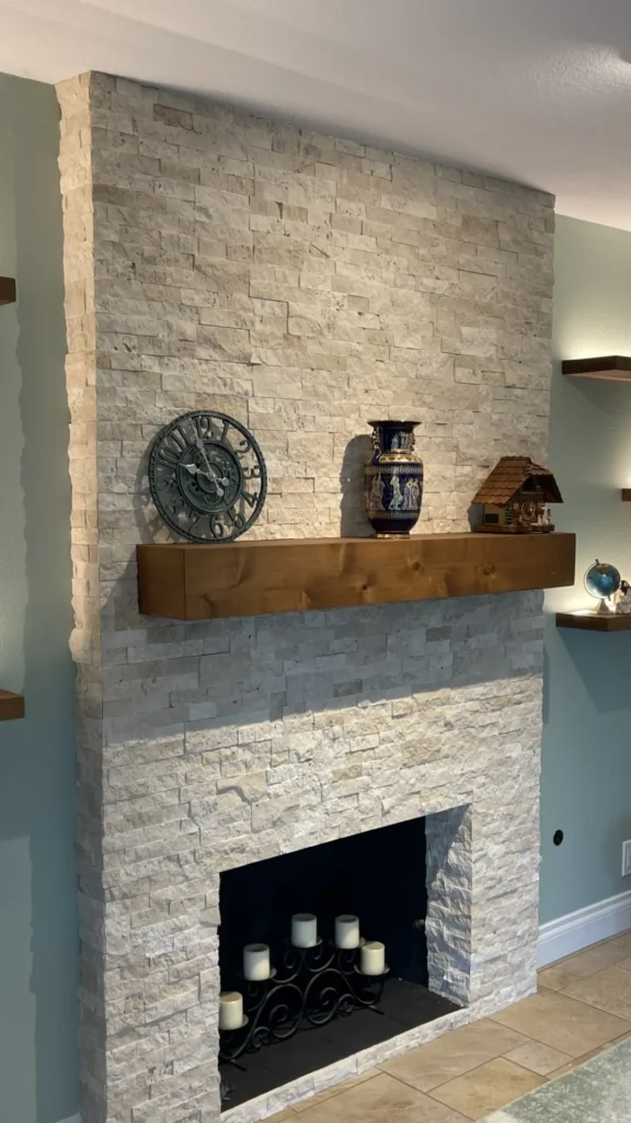 stone fireplace ideas reclaimed weathered stone history