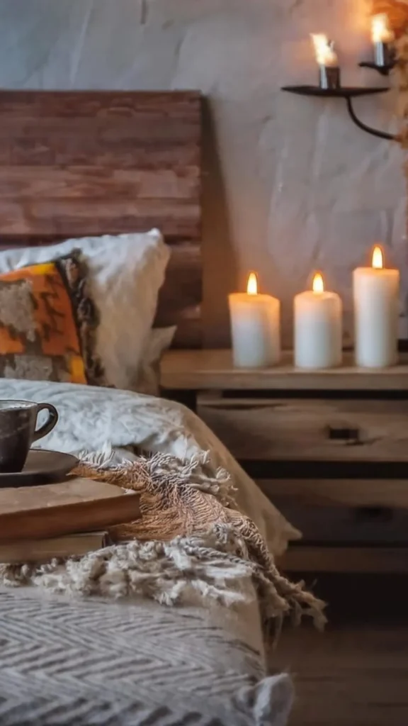 boho bedroom ideas scent ritual incense holder candle nightstand