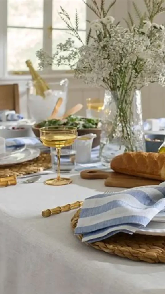 gallery wall dining room coordinated table runner linens color palette