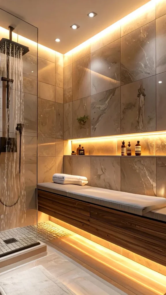 walk-in shower ideas built in sound system waterproof speaker