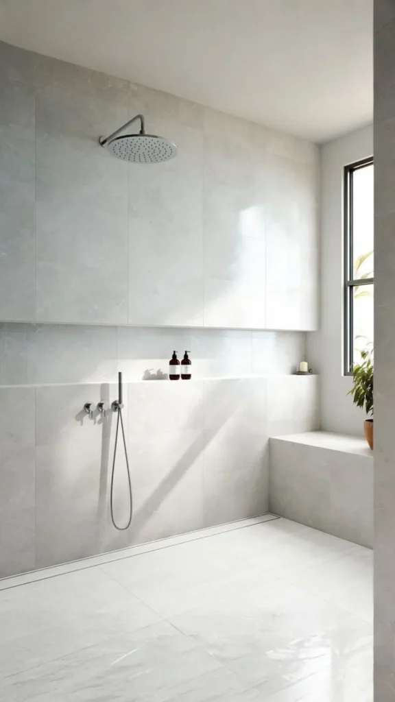 walk-in shower ideas recessed niche shelving built in product storage clean 2026