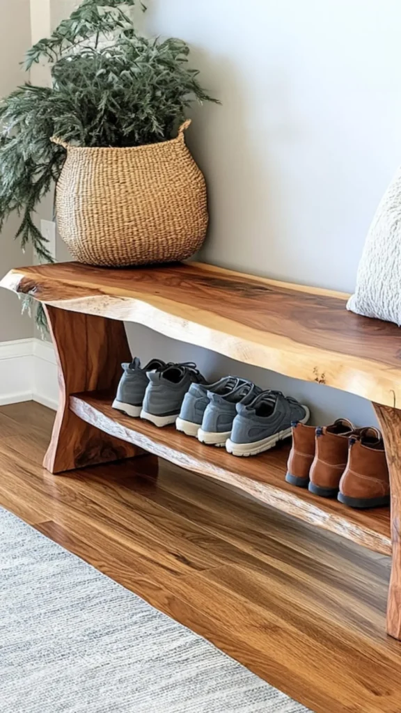 cozy entryway decor ideas bench sitting removing shoes warm wood