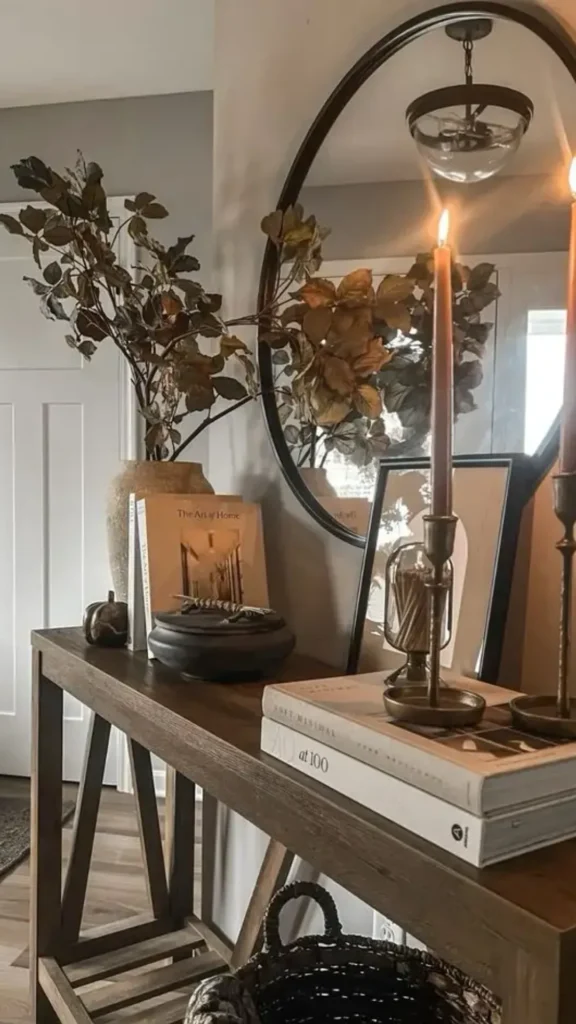 cozy entryway decor ideas scented candle console warm welcome ritual
