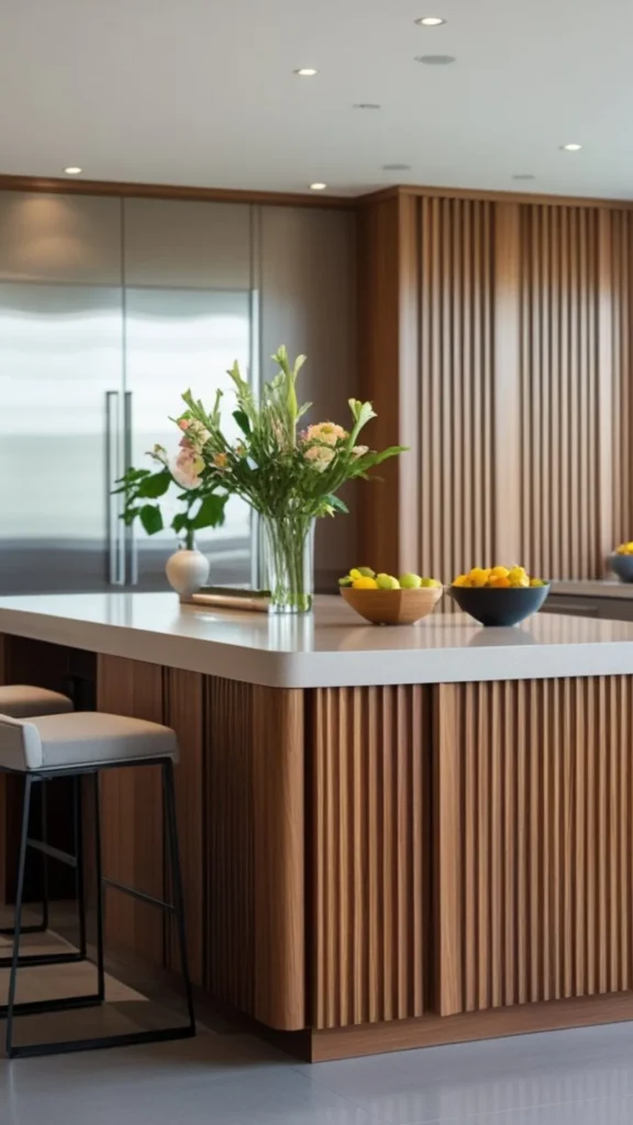 organic modern kitchen ideas fluted reeded cabinet detail vertical