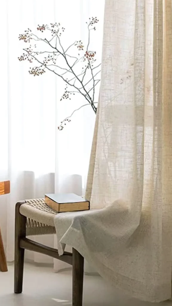 organic modern living room ideas sheer linen curtains soft light 2026