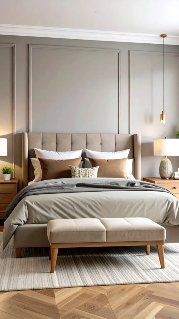 bedroom colour ideas warm greige wall beige grey natural textures