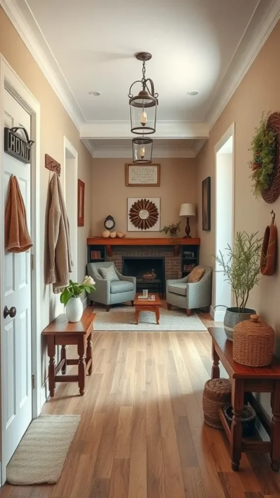 cozy entryway decor ideas ceiling treatment painted paneled overhead
