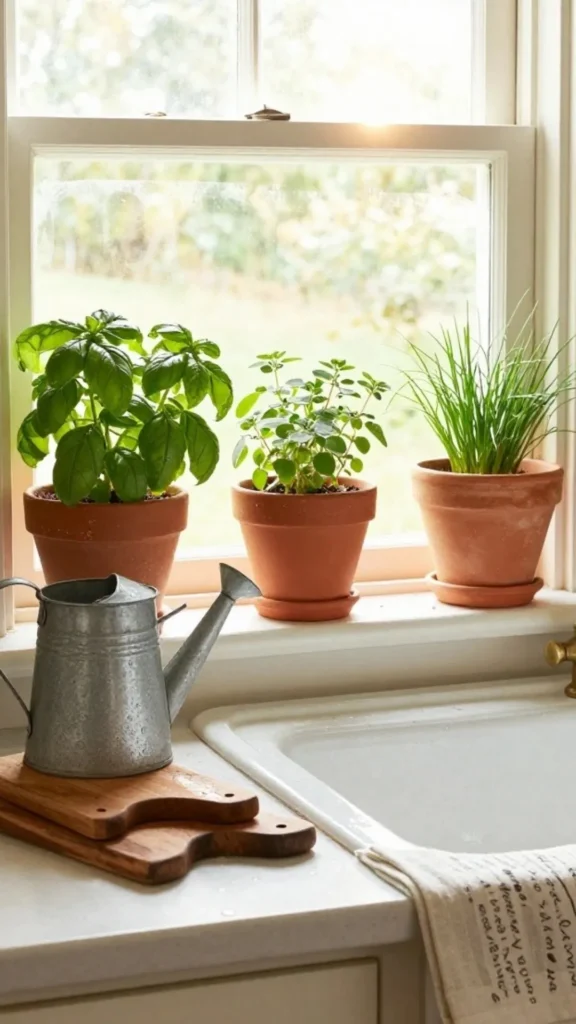 organic modern kitchen ideas herb shelf sunny window fresh