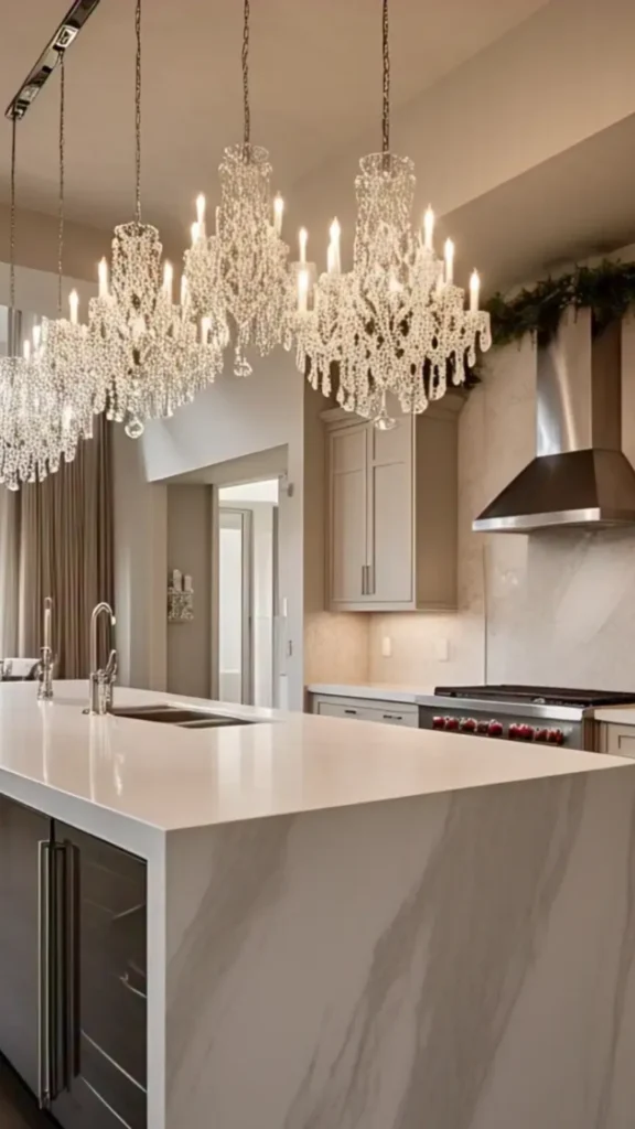 organic modern kitchen ideas island waterfall stone edge flowing floor