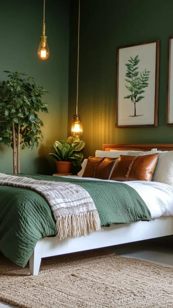 organic modern bedroom ideas deep accent color single element