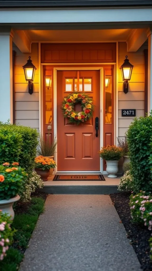 cozy entryway decor ideas doormat warm color texture front door
