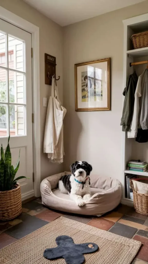 cozy entryway decor ideas pet owners bed lead storage nook
