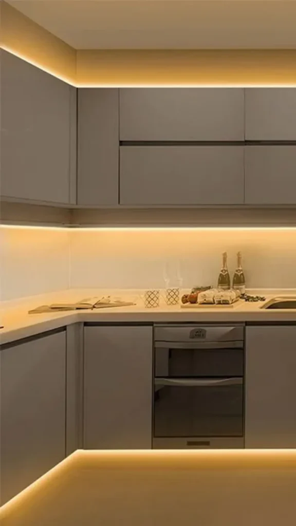 organic modern kitchen ideas undercabinet lighting warm backsplash