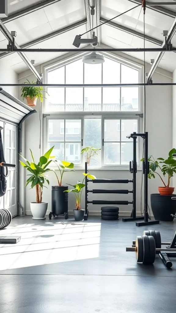 biophilic home design gym plants natural light warm wood flooring 2026