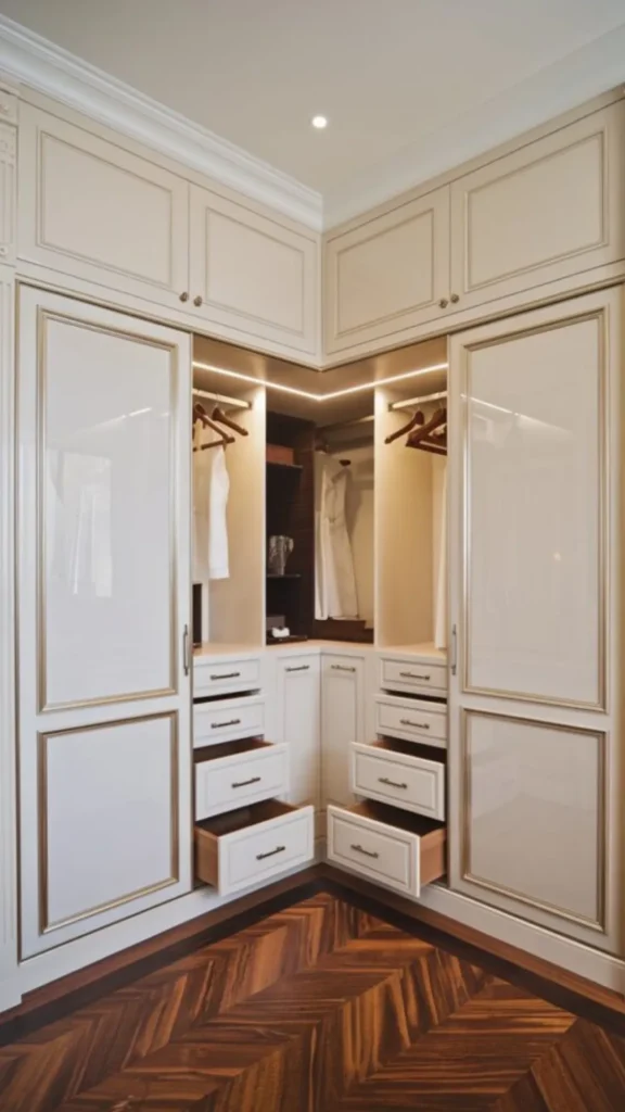 bedroom storage ideas corner wardrobe awkward layout fitted