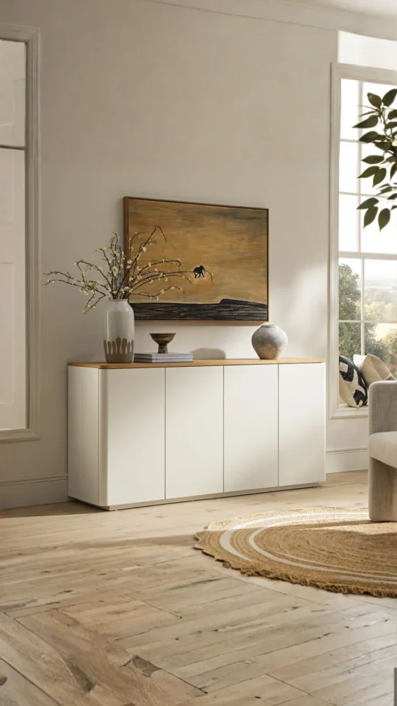 curved sideboard white minimalist living room sculptural elegant clean form organic 2026