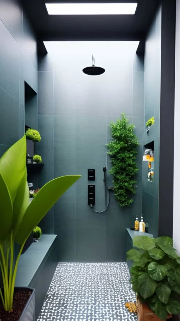 walk-in shower ideas plant shelf niche humidity loving