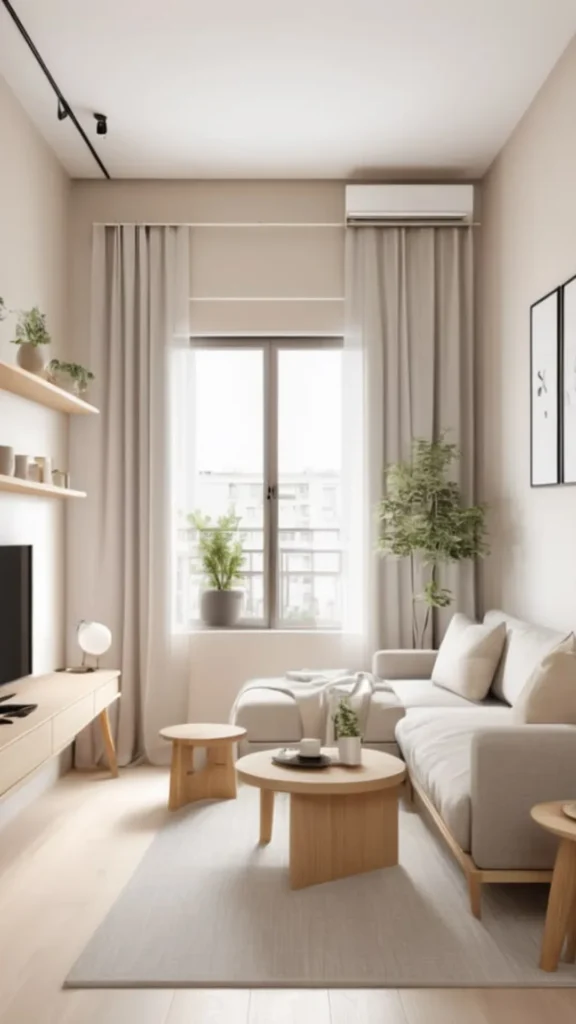 neutral living room ideas small apartment compact warmth 2026