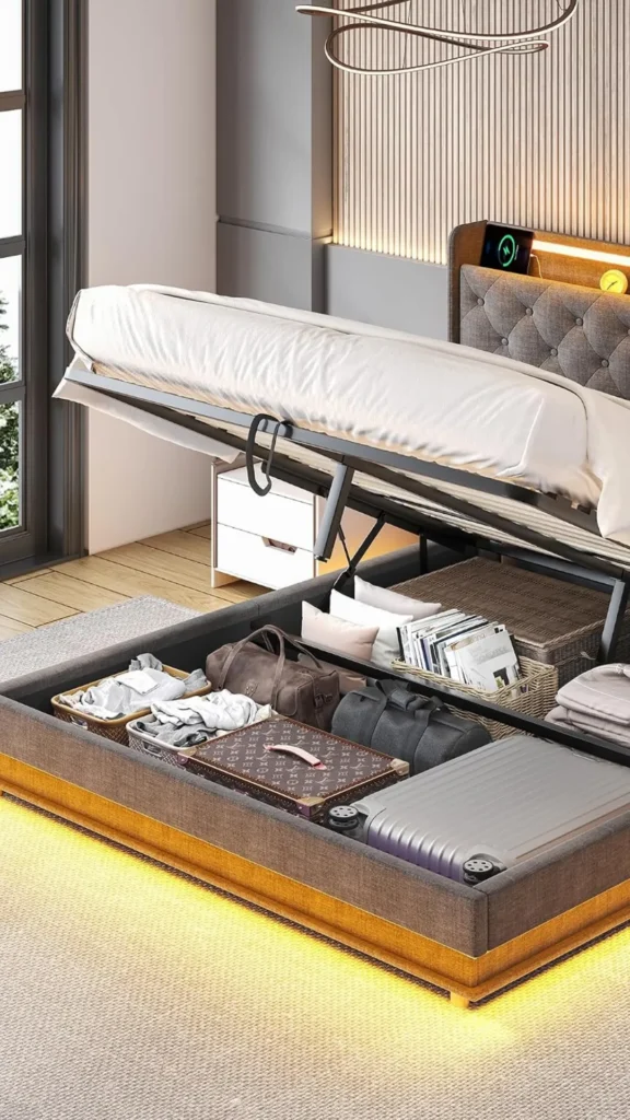 bedroom storage ideas lift up bed base storage beneath mattress