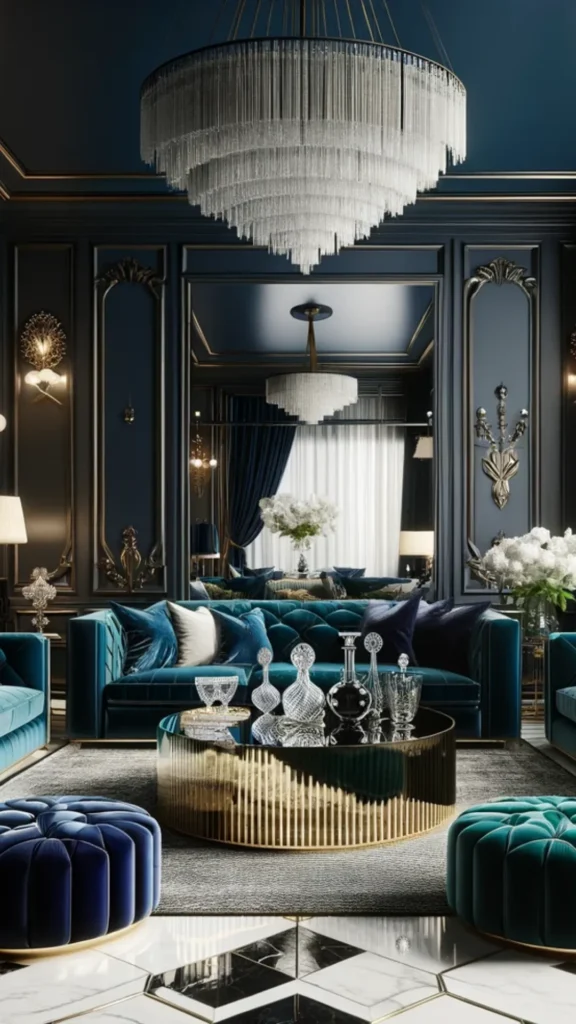 interior design styles explained hollywood regency glam mirrored velvet contrast