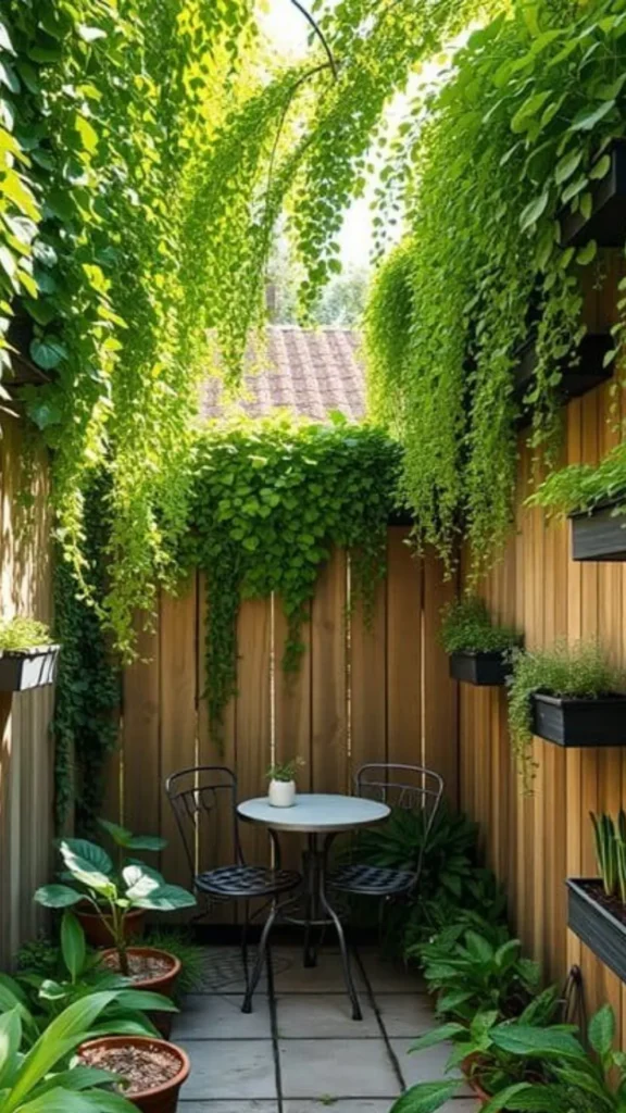 outdoor living space ideas vertical garden wall lush compact