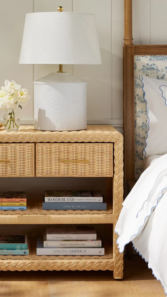 bedroom storage ideas cable charger basket nightstand tidy