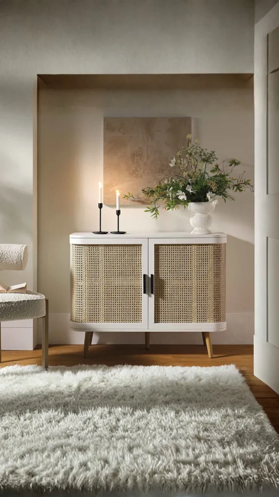 curved sideboard styling guide accessories plant vase books candle perfectly balanced living room