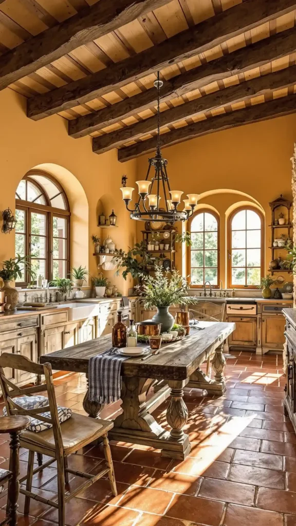 interior design styles explained mediterranean tuscan terracotta tile wrought iron beams