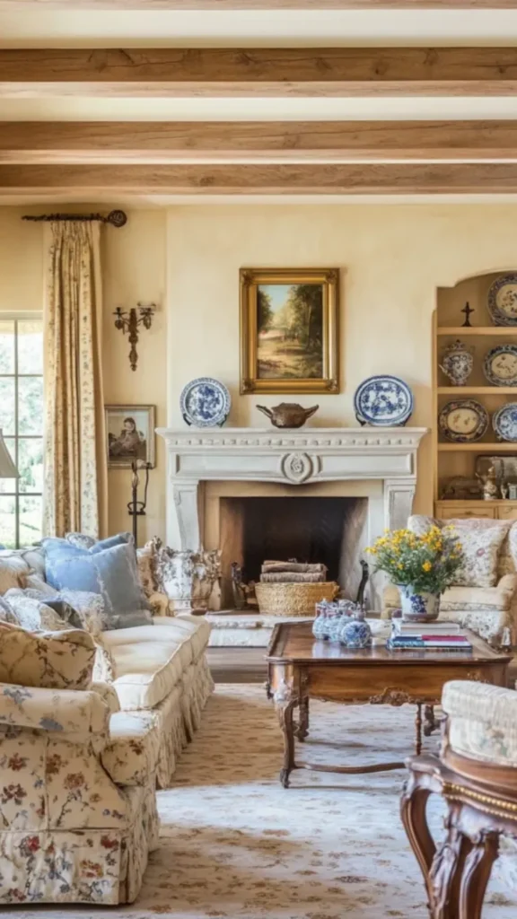 interior design styles explained french country provincial blue cream antique wood