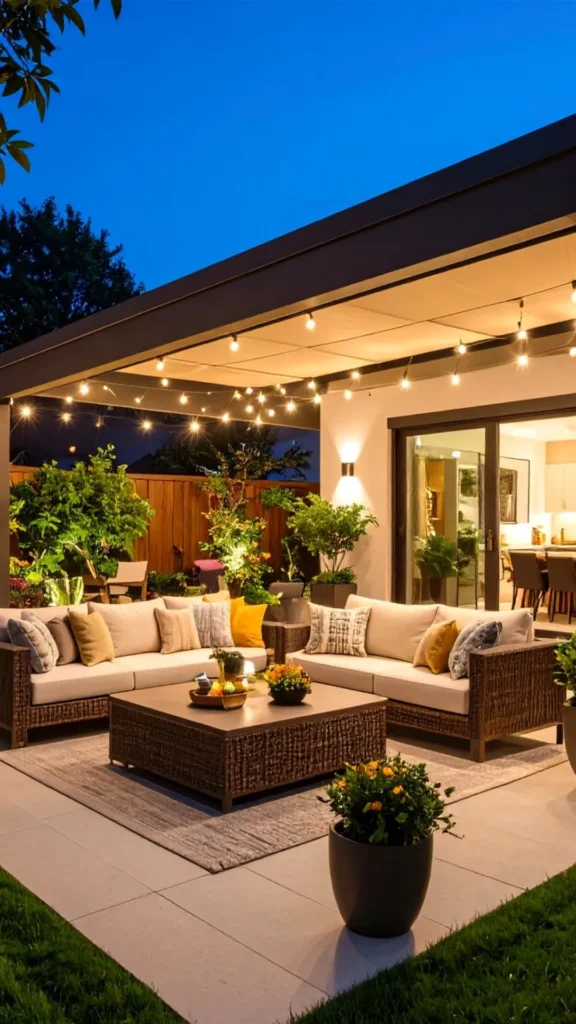 outdoor living space ideas year round heater weather protection