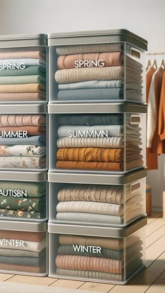 bedroom storage ideas seasonal rotation organized labeled