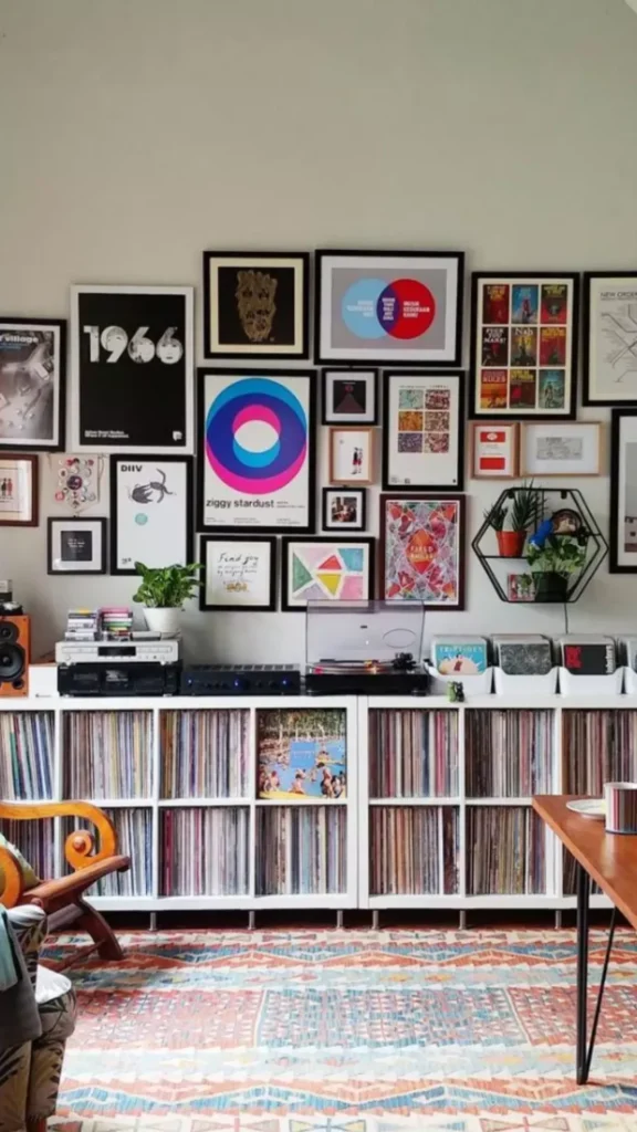 warm minimalist living room vinyl record player corner considered styling