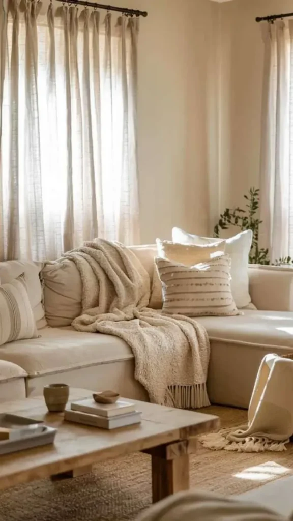 neutral living room ideas family children durable warm practical 2026