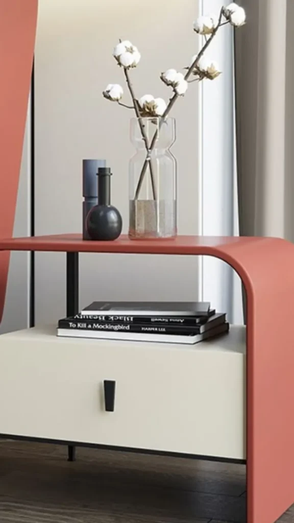curved bedside table drawer hidden small items storage